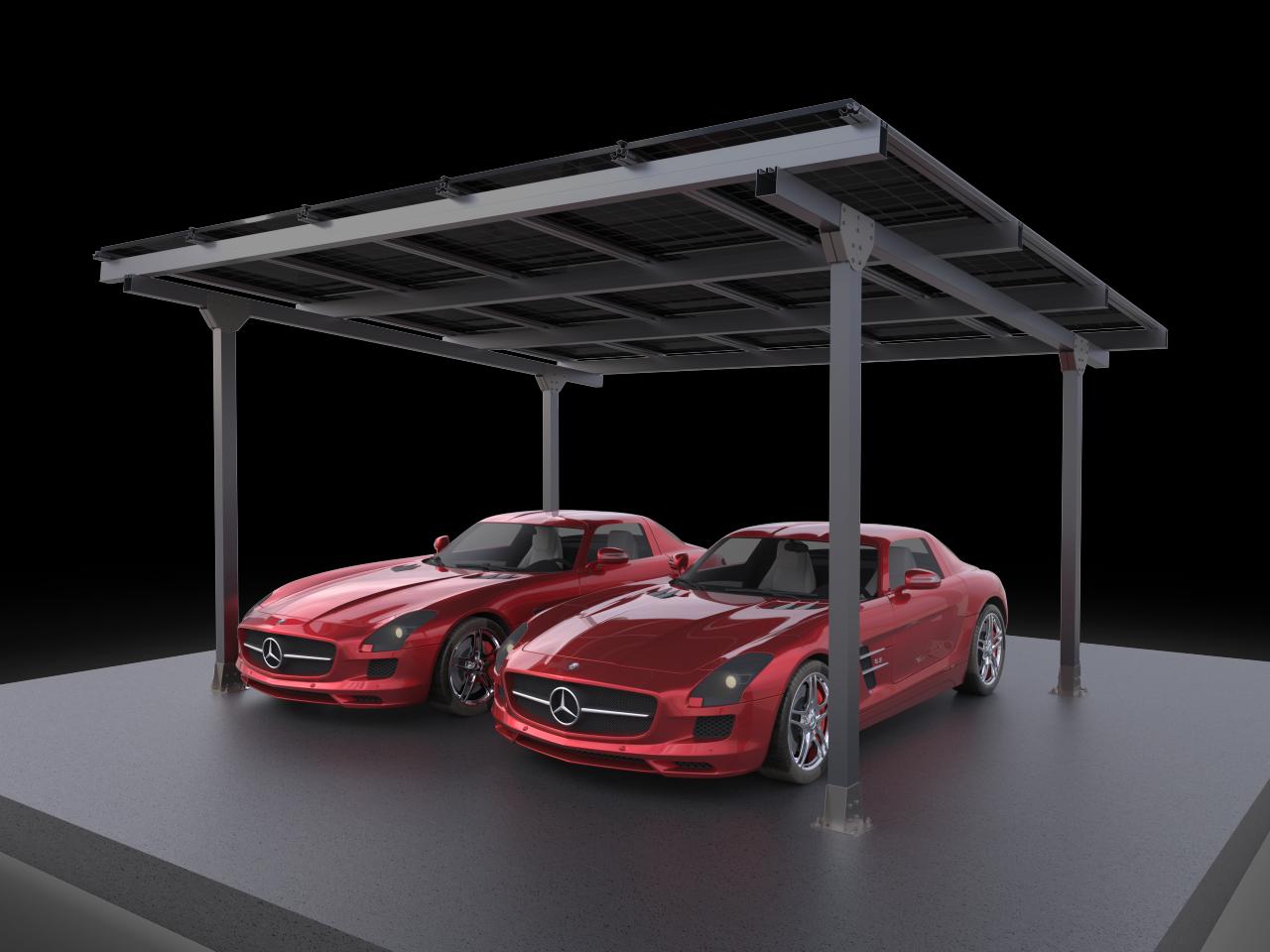 QENERA CP2-3x5-WQ020-FB Carport-Solar schwarz - Doppelcarport