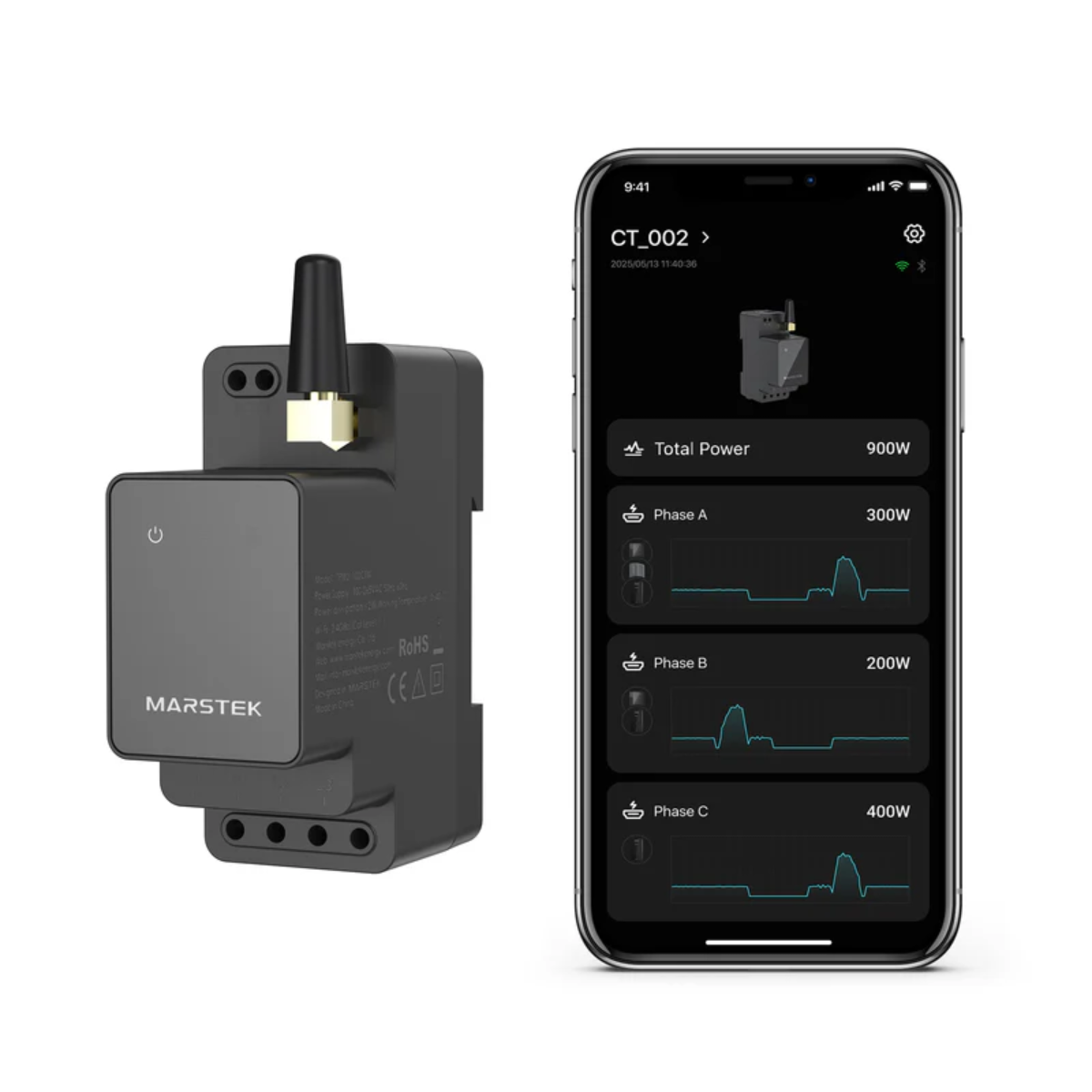 Marstek Smart Meter CT002 3 Phasen, BT/WLAN, APP, TPM-100CTW