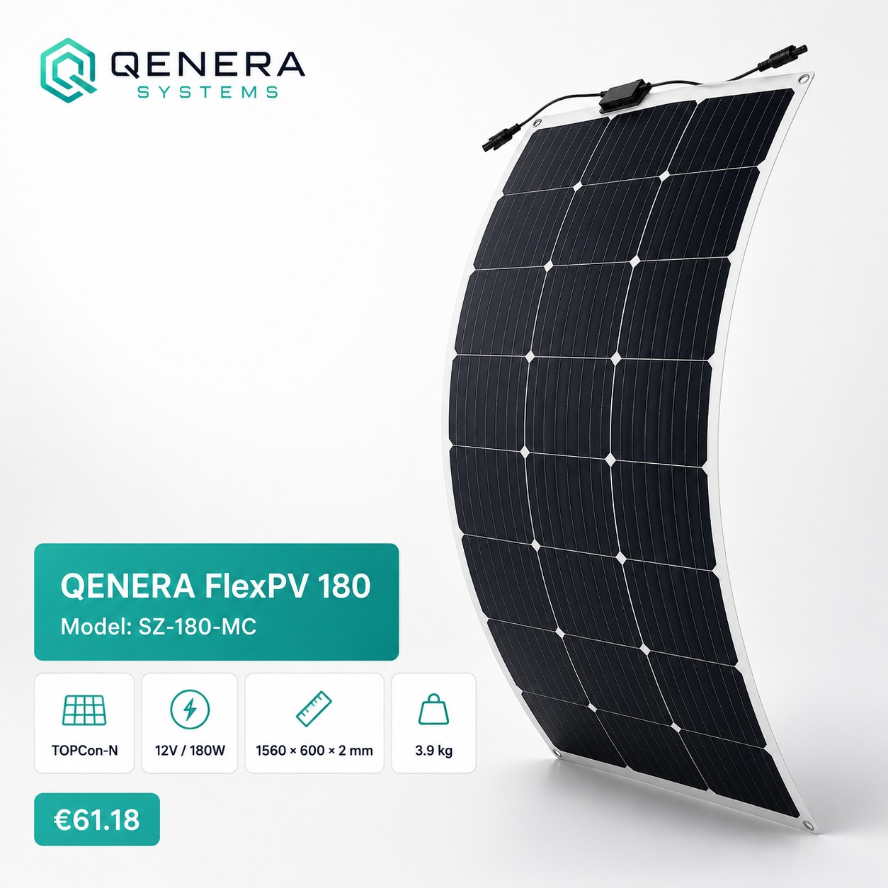 QENERA FlexPV 180 Solarmodul SZ-180-MC - 180W 12V CPC 1280x600x2 mm