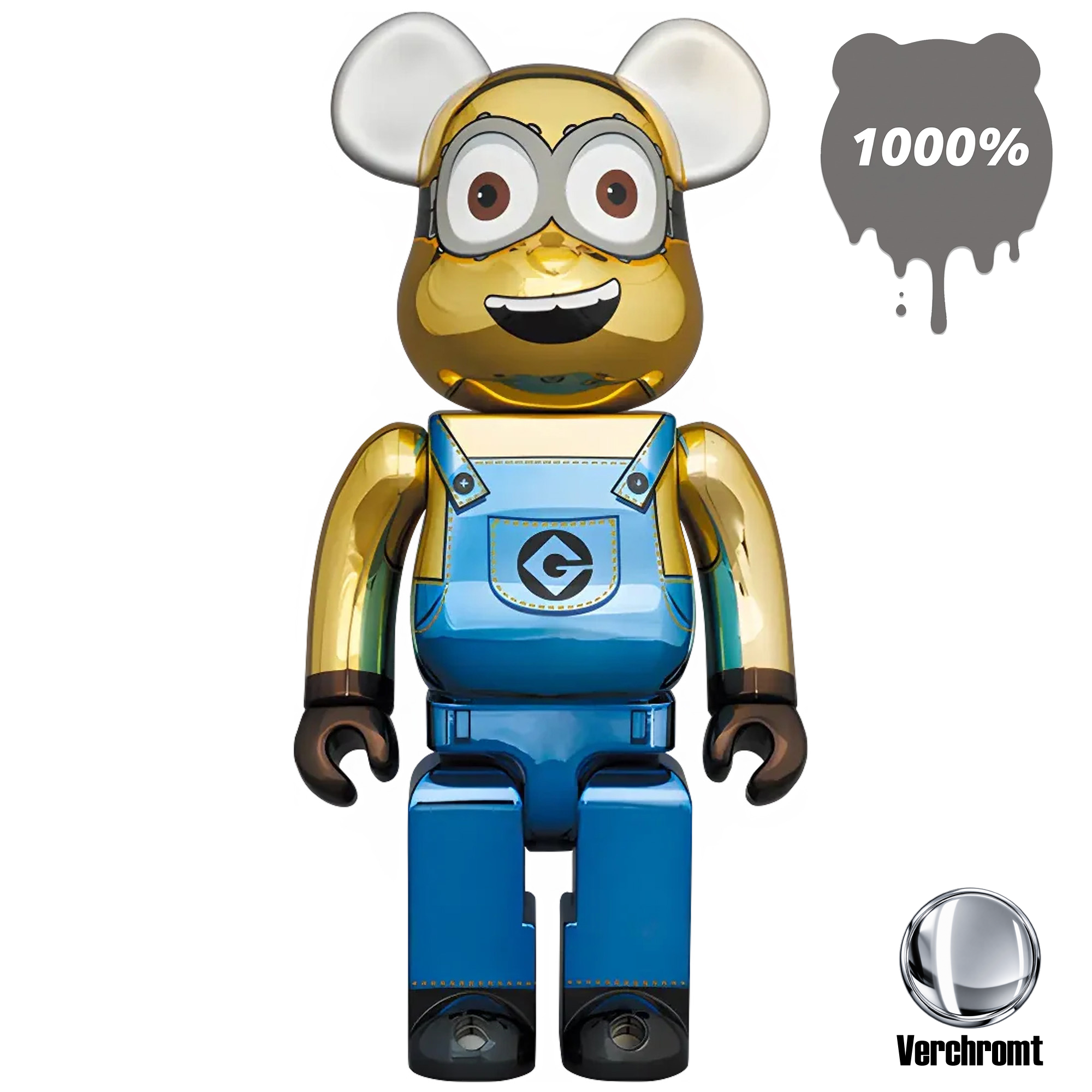 BE@RBRICK 1000% MINIONS DAVE CHROME - Medicom Toy Designer Figur 70cm NEU OVP