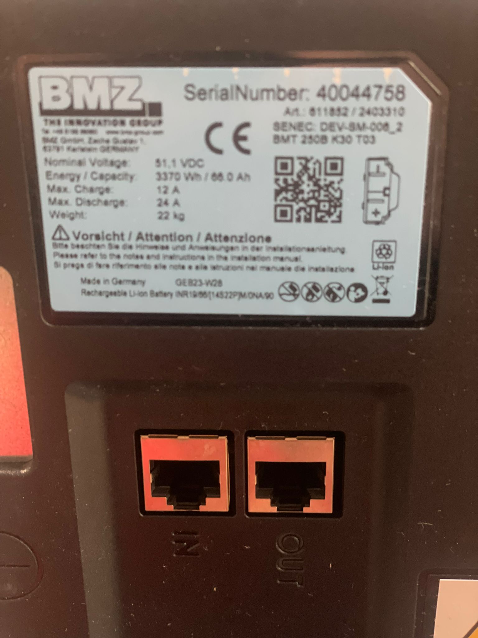 Batteriespeicher SENEC HOME Stromspeicher -  V2.1 -  3.7 KWH