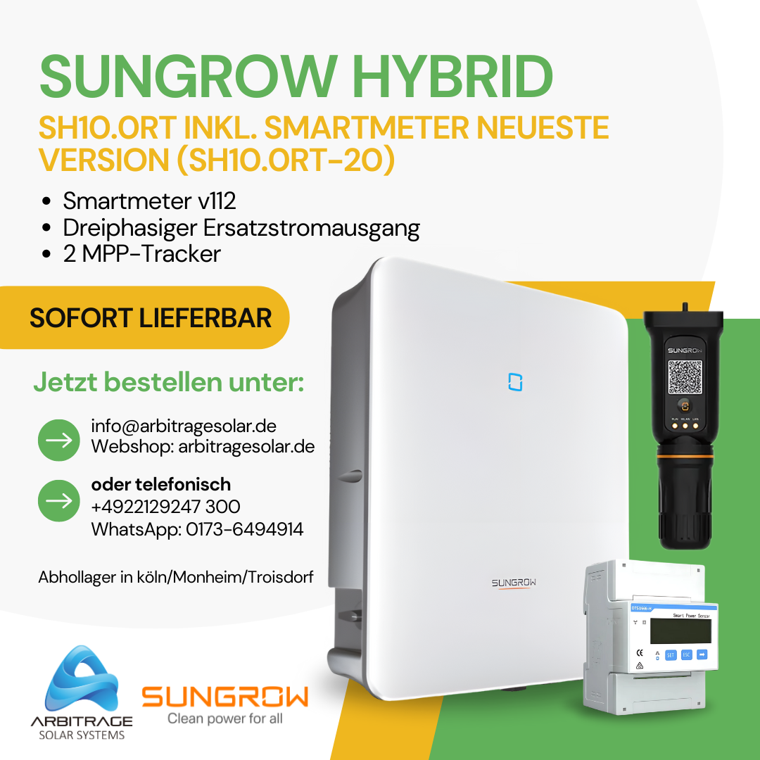 Sungrow Hybrid SH10.0RT-20 V112 inkl. Smartmeter neueste Version