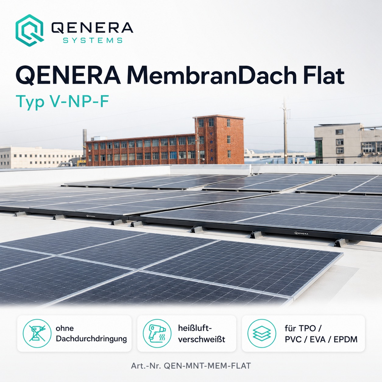 QENERA V-NP-F Montagesystem-MembranDach - Flat – No-Drill