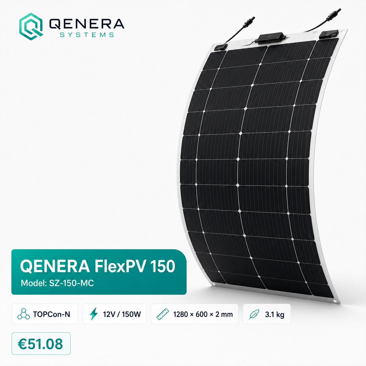 QENERA FlexPV 150 Solarmodul SZ-150-MC - 150W 12V CPC 1560x600x 2 mm