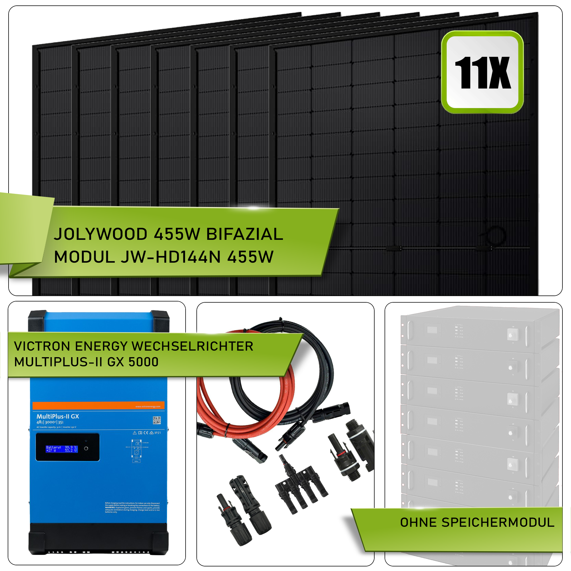 PV-5KW-Vict-Joly. Victron MultiPlus-II GX 5000|11x Jolywood 455W|ohne Speicher