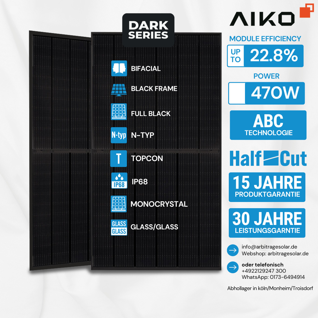 Aiko Solar 470W Dual/Glas A470-MCE54Db Full Black Modul Neostar 3S+  (Staffelpreis)