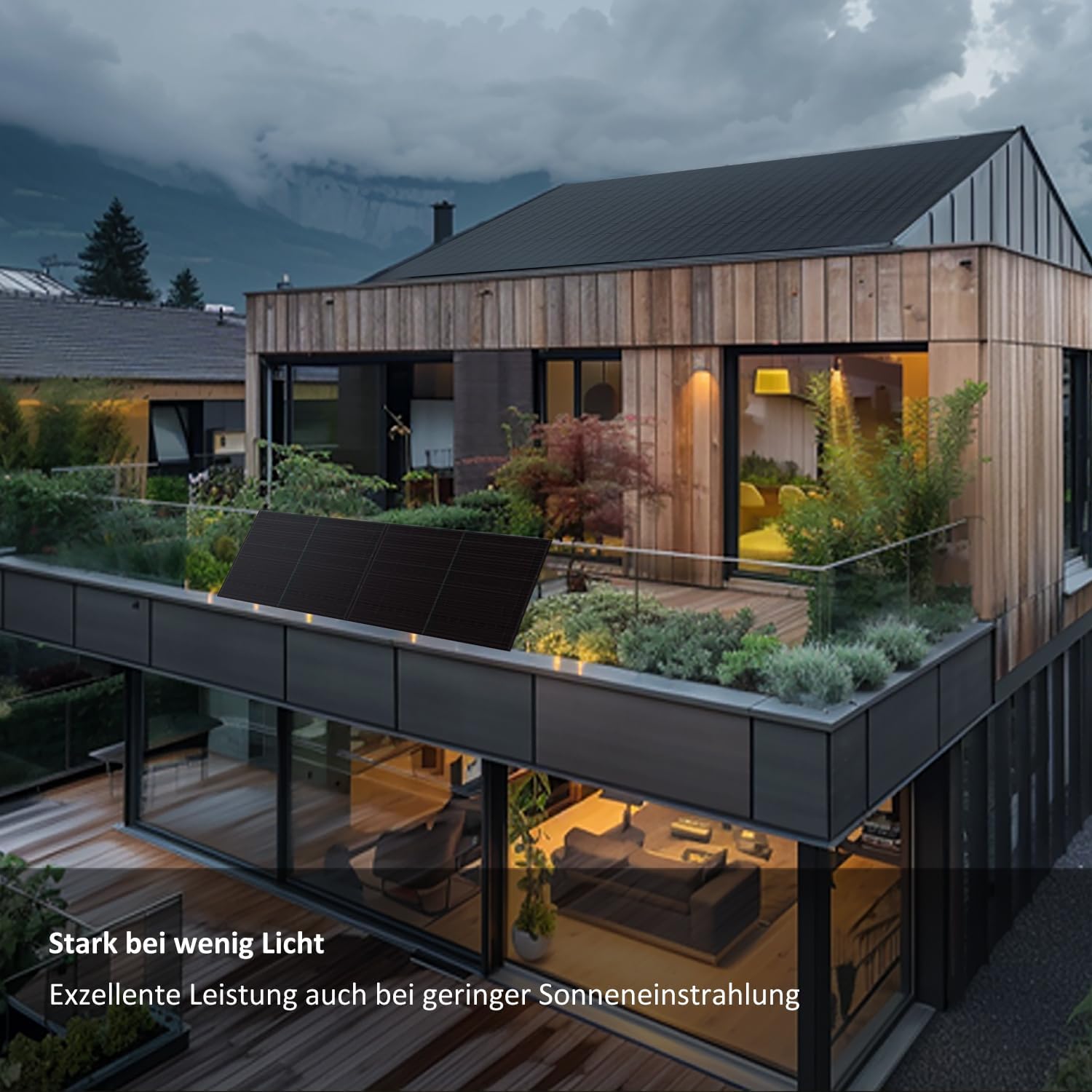 Haier 840 W Balkonkraftwerk inkl. sturmsicherer Balkon-Halterung, 800 W Stecker-Solaranlage mit 2x 420 W Modulen und Wechselrichter, 5 m Kabel, WiFi