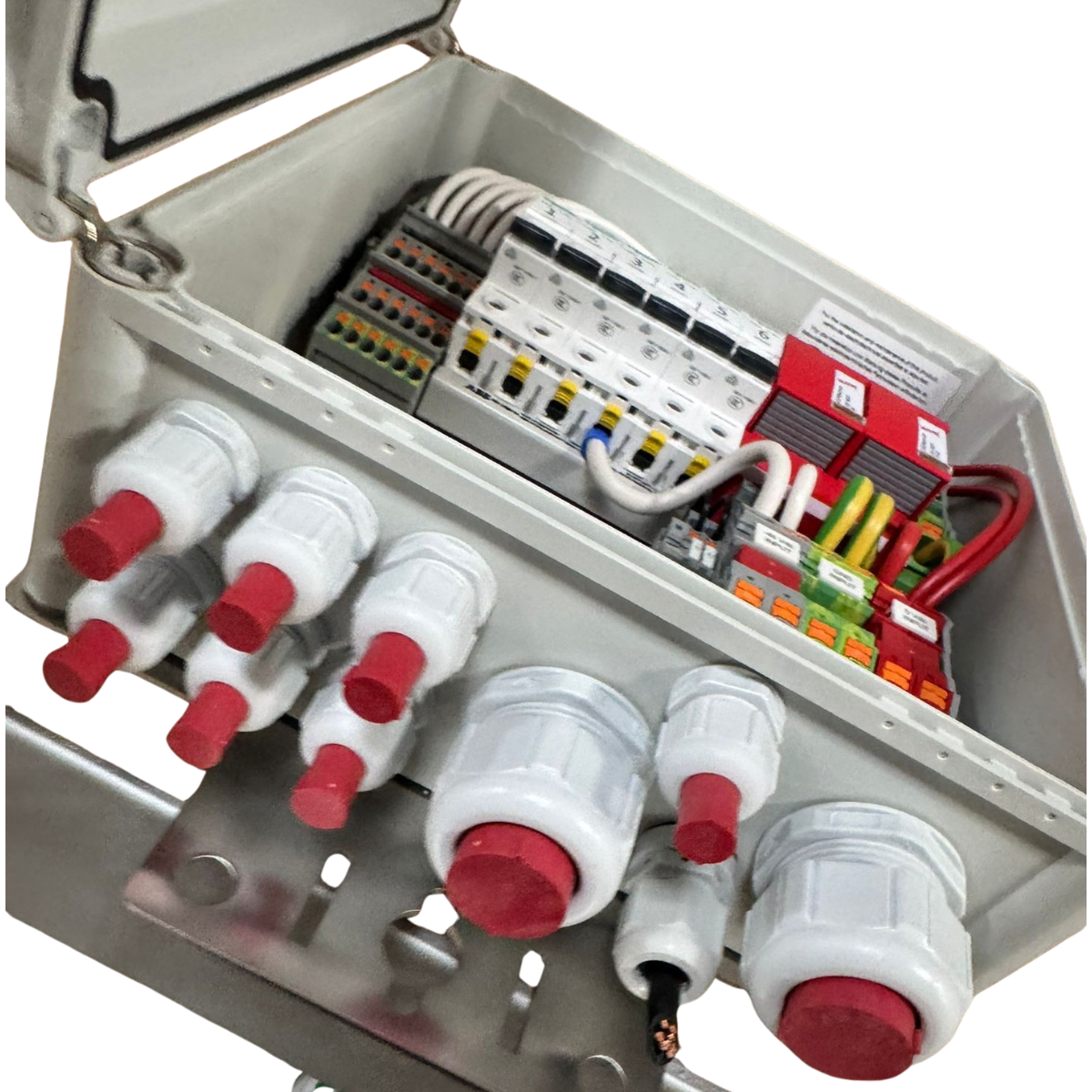 Sicherungsautomaten Rosenberger SLPDU22-x6 DC Power Distribution Unit – 48 V DC Verteilerbox mit DEHNsecure SPD & 6× Schneider Electric iC60N 20 A