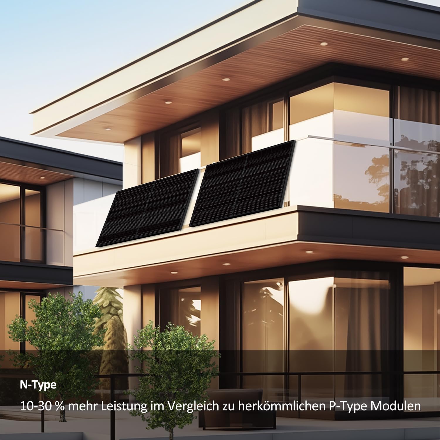 Haier 840 W Balkonkraftwerk inkl. sturmsicherer Balkon-Halterung, 800 W Stecker-Solaranlage mit 2x 420 W Modulen und Wechselrichter, 5 m Kabel, WiFi