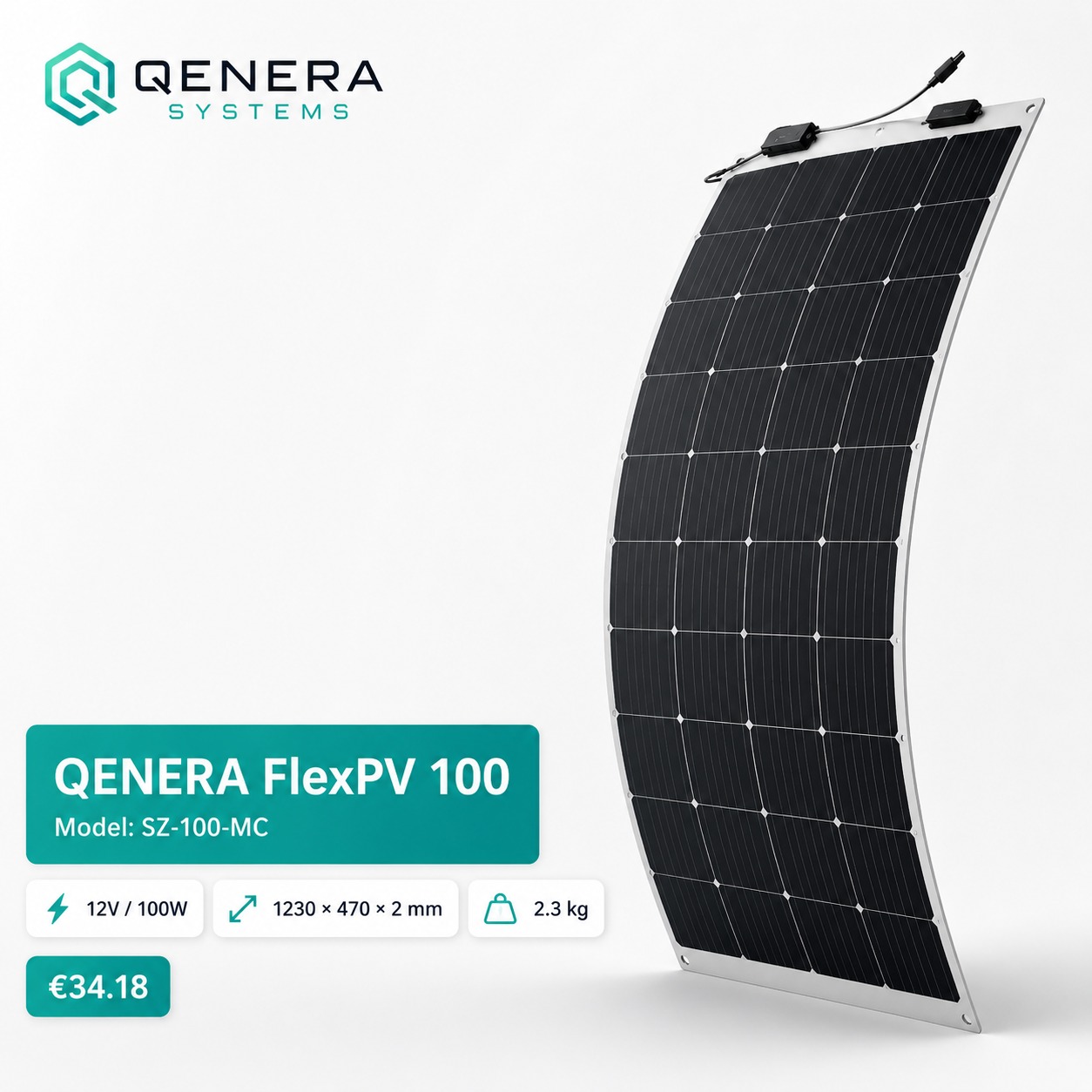 QENERA FlexPV 100 Solarmodul SZ-100-MC - 100W 12V CPC 1230x470x2 mm