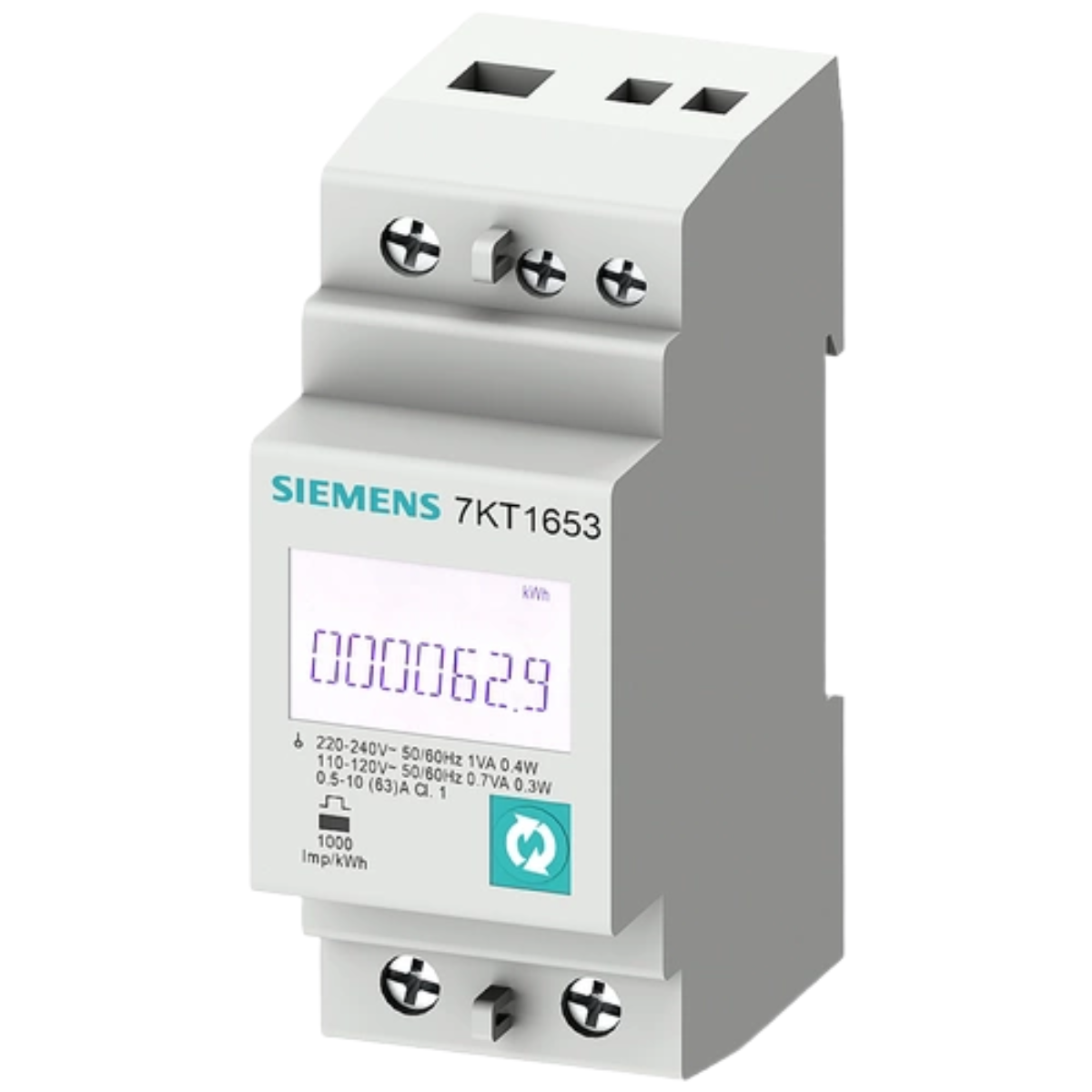 Siemens SENTRON Messgerät 7KT1652  digital, MID, 1-phasig, 63 A, Hutschiene, Modbus RTU, M