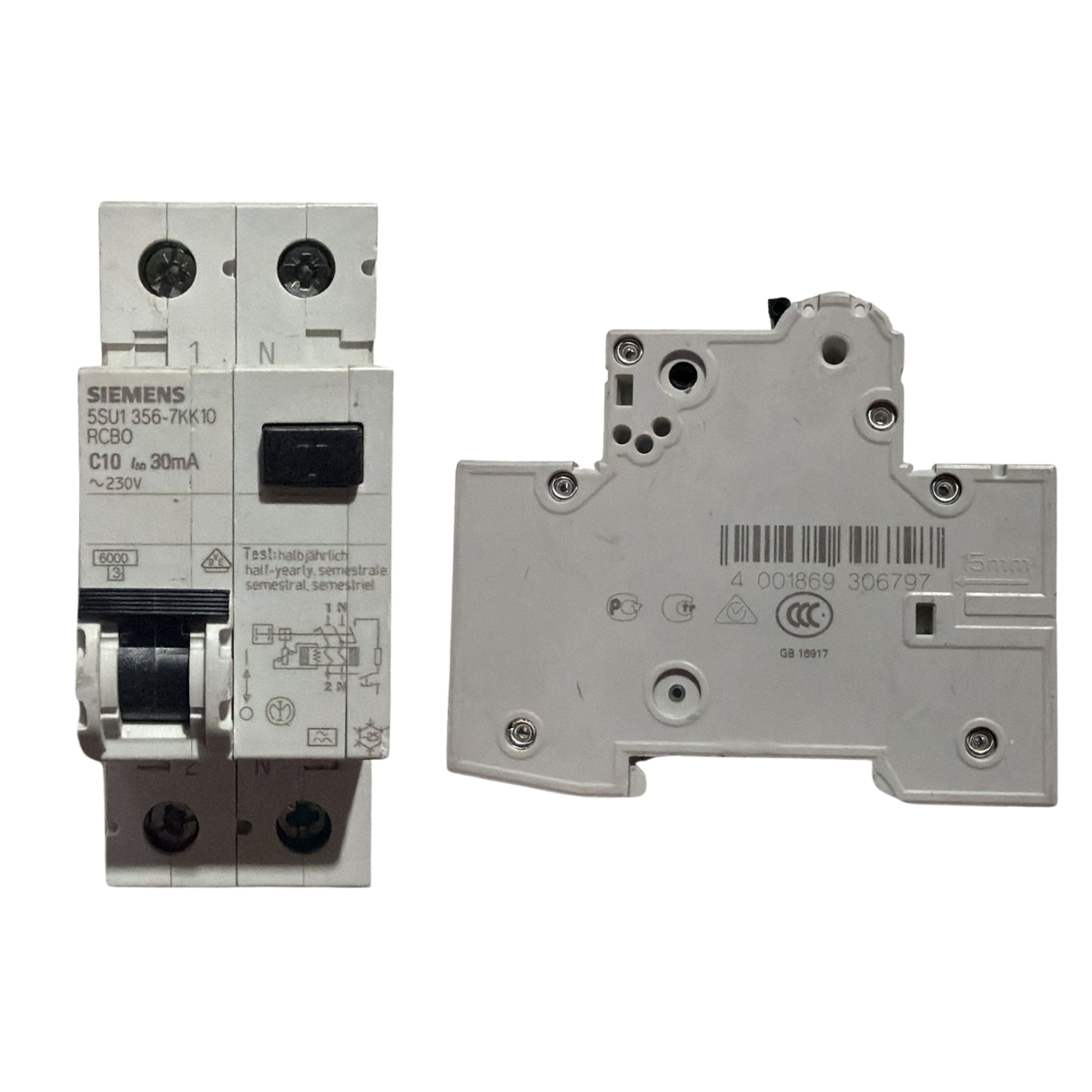 Siemens 5SU1 356-7KK10 FI/LS-Schalter 1P+N C10 30mA Typ A 6kA