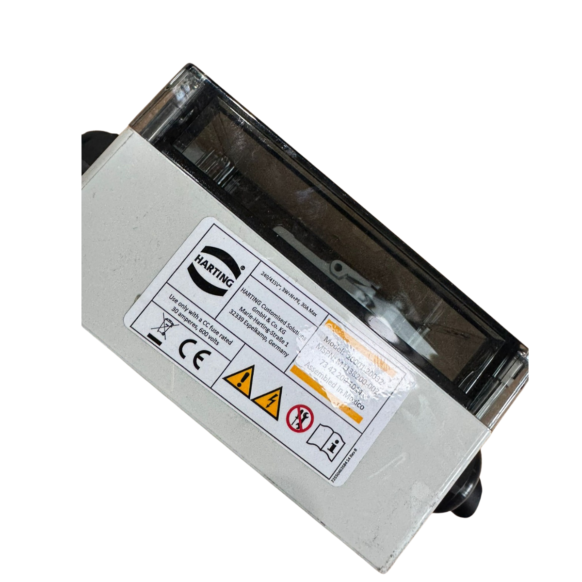 Anschluss-/Schutzbox Harting mit 2× Littelfuse POWR-SAFE 600V 30A Sicherungsmodulen | Verdrahtet & Montagefertig