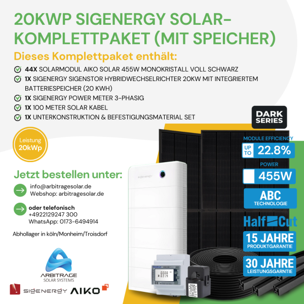 PV Komplettanlage (Sigenergy) (20 kWp mit Speicher)