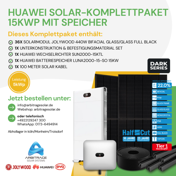 PV Komplettanlage (Huawei) (15 kWp mit Speicher)