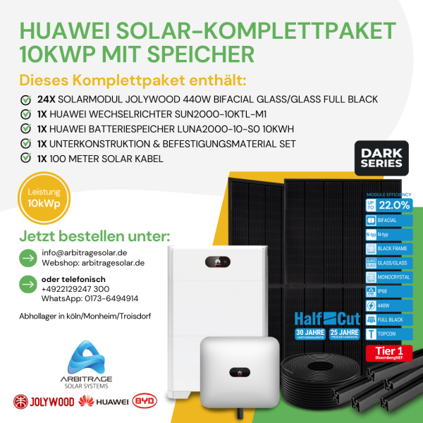 PV Komplettanlage (Huawei) (10 kWp mit Speicher)