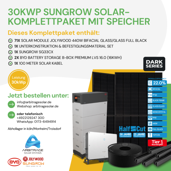 PV Komplettanlage (Sungrow) (30 kWp mit Speicher)