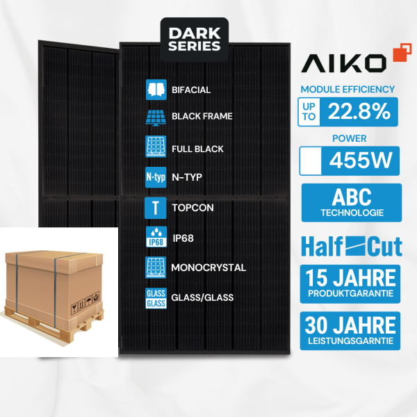 Aiko Solar 455W Glas-Glas Full Black Modul AIKO-A-MAH54Db Neostar 2S+ - Palettenpreis (36 Stk.)