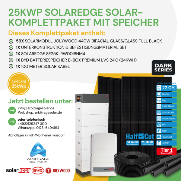 PV Komplettanlage (Solaredge) (25 kWp mit Speicher)