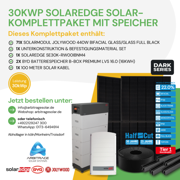 PV Komplettanlage (Solaredge) (30 kWp mit Speicher)