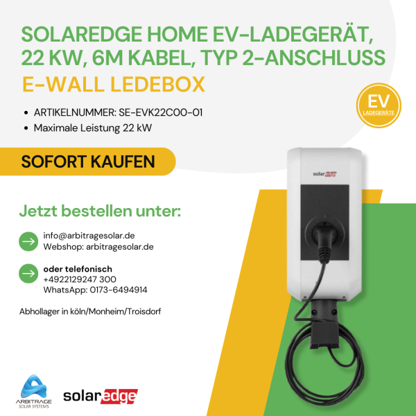 SolarEdge Wallbox Home 22 kW SE-EVK22C00-01 RFID MID