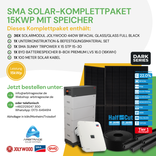 PV Komplettanlage (SMA) (15 kWp mit Speicher)