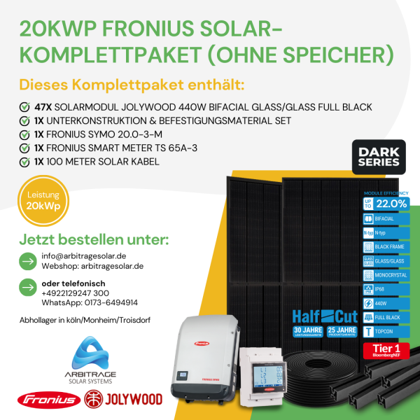 PV Komplettanlage (Fronius) (20 kWp ohne Speicher)